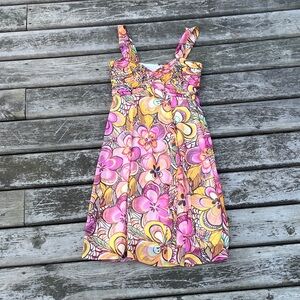 Tuchuzy Pink and Yellow Floral Dress Size 10